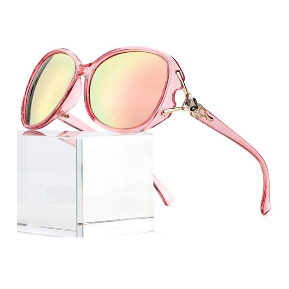 Sunglasses for Women Polorized Oversized Big Uv Protection Pink Frame Rose Gold